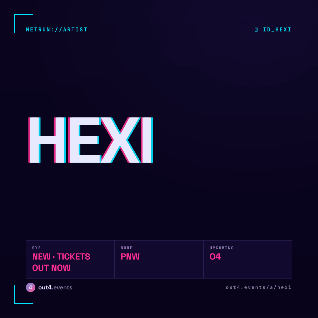 An actual rendered square share card in the Cyberpunk vibe — Hexi