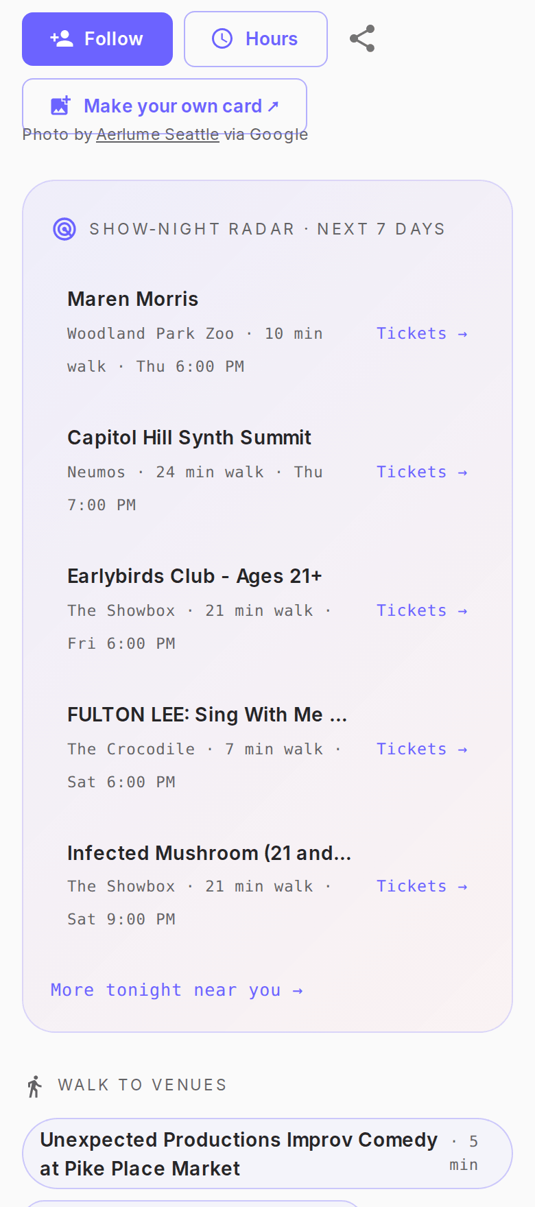 A restaurant listing page on out4 shown on a phone