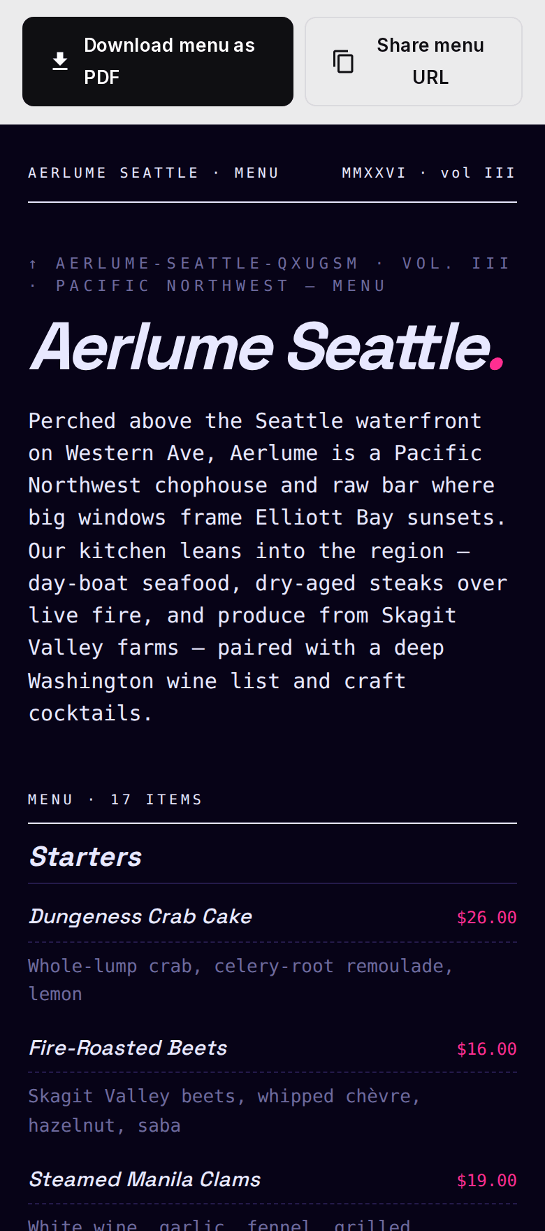 The the restaurant menu on out4 in the Cyberpunk vibe