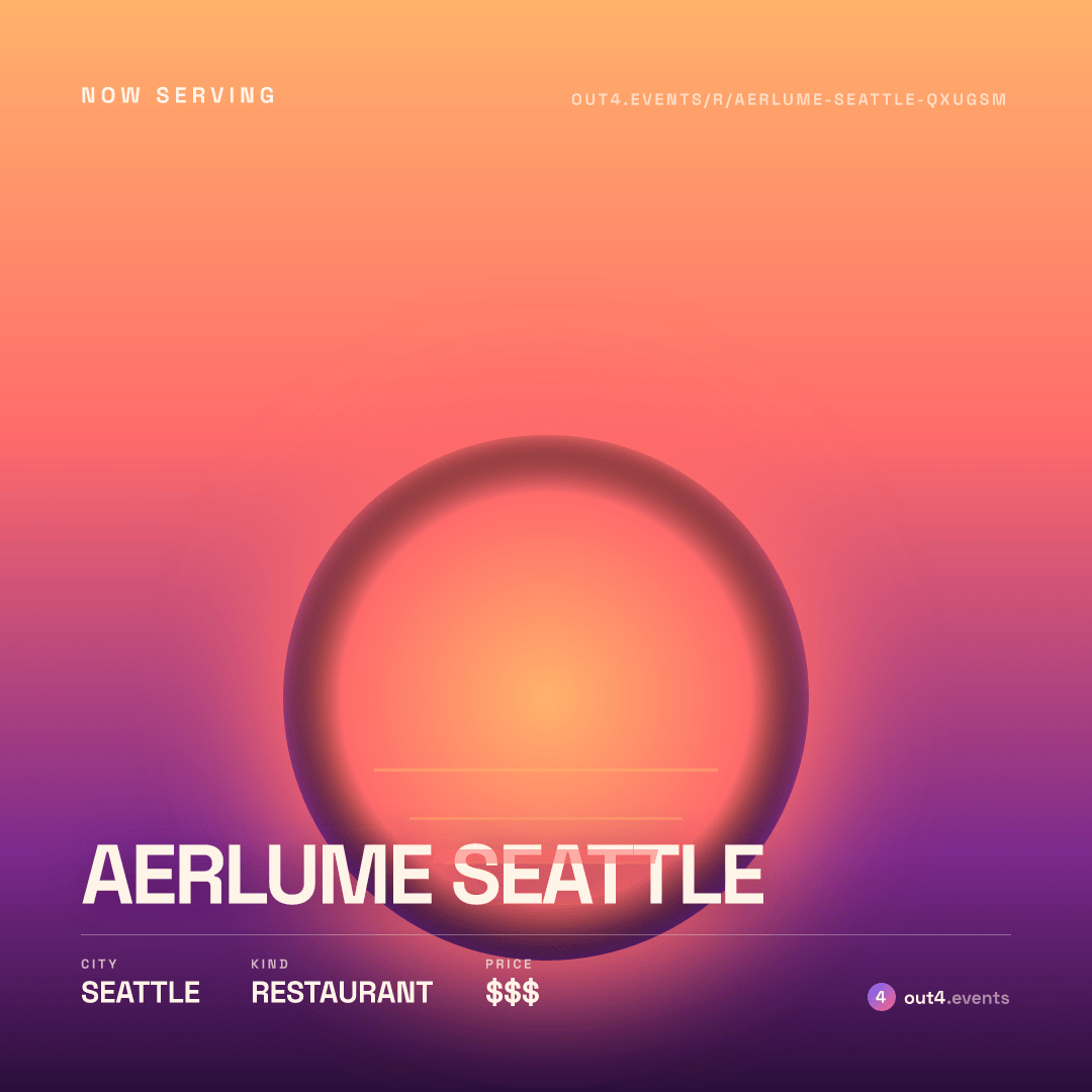 An actual rendered square share card in the Sunset vibe — a show night at the restaurant